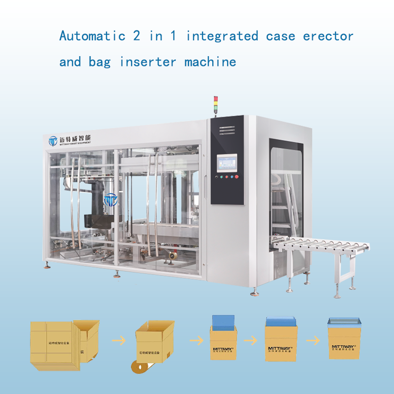 Innovative Automatic 2 in 1 integrated case erector and bag inserter machine subvert the traditional
