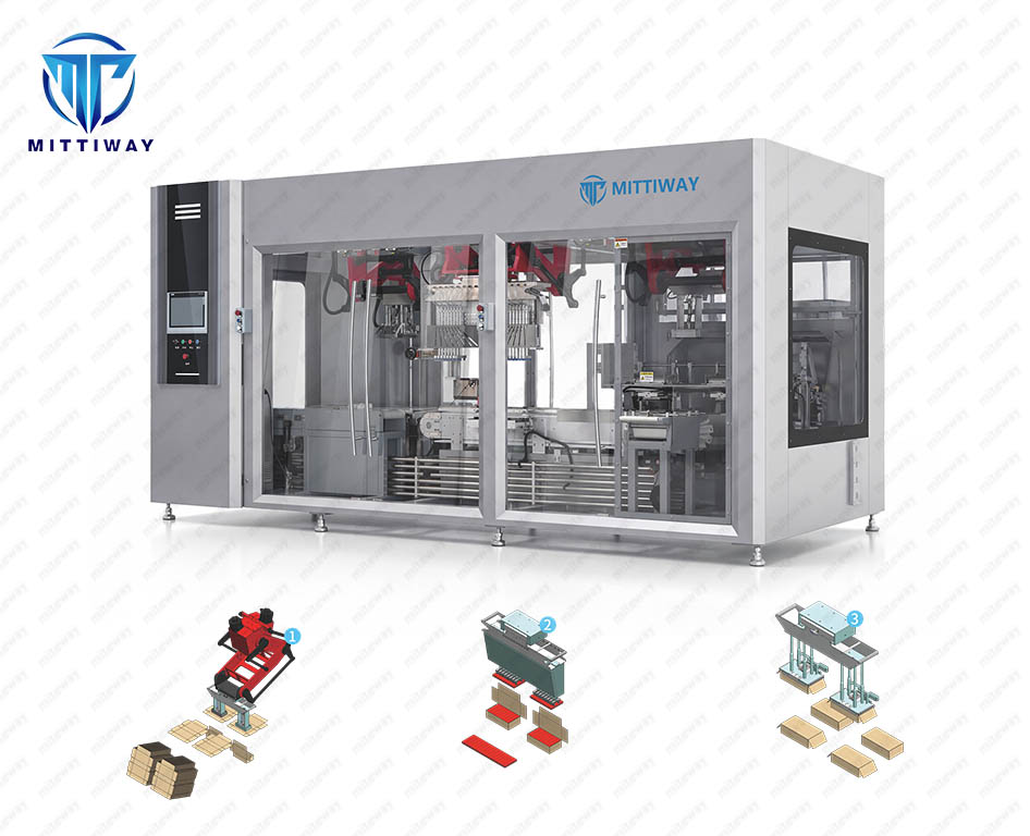 MTW-Cartoner A3 Automatic cartoning forming and robot filing&closing machine